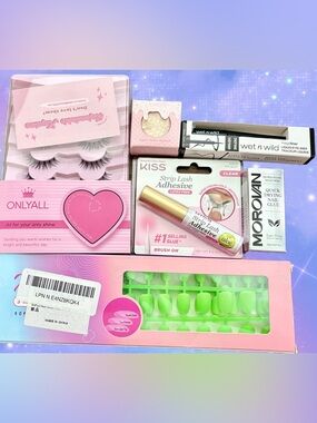Beauty Bundle - Lashes Glue Eyeliner Eyeshadow Nails NWTs